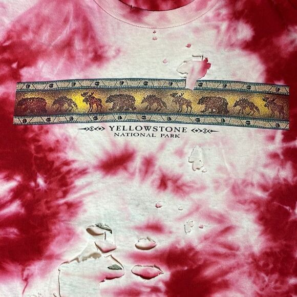 Destroyed Tie Dyed Yellowstone National Park Tee | XL - Picture 3 of 5